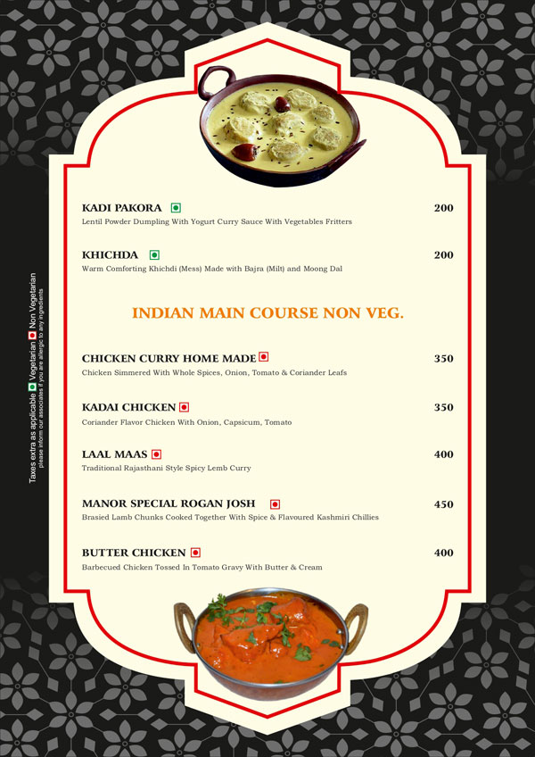 Main Course Veg. & Non Veg. content 1